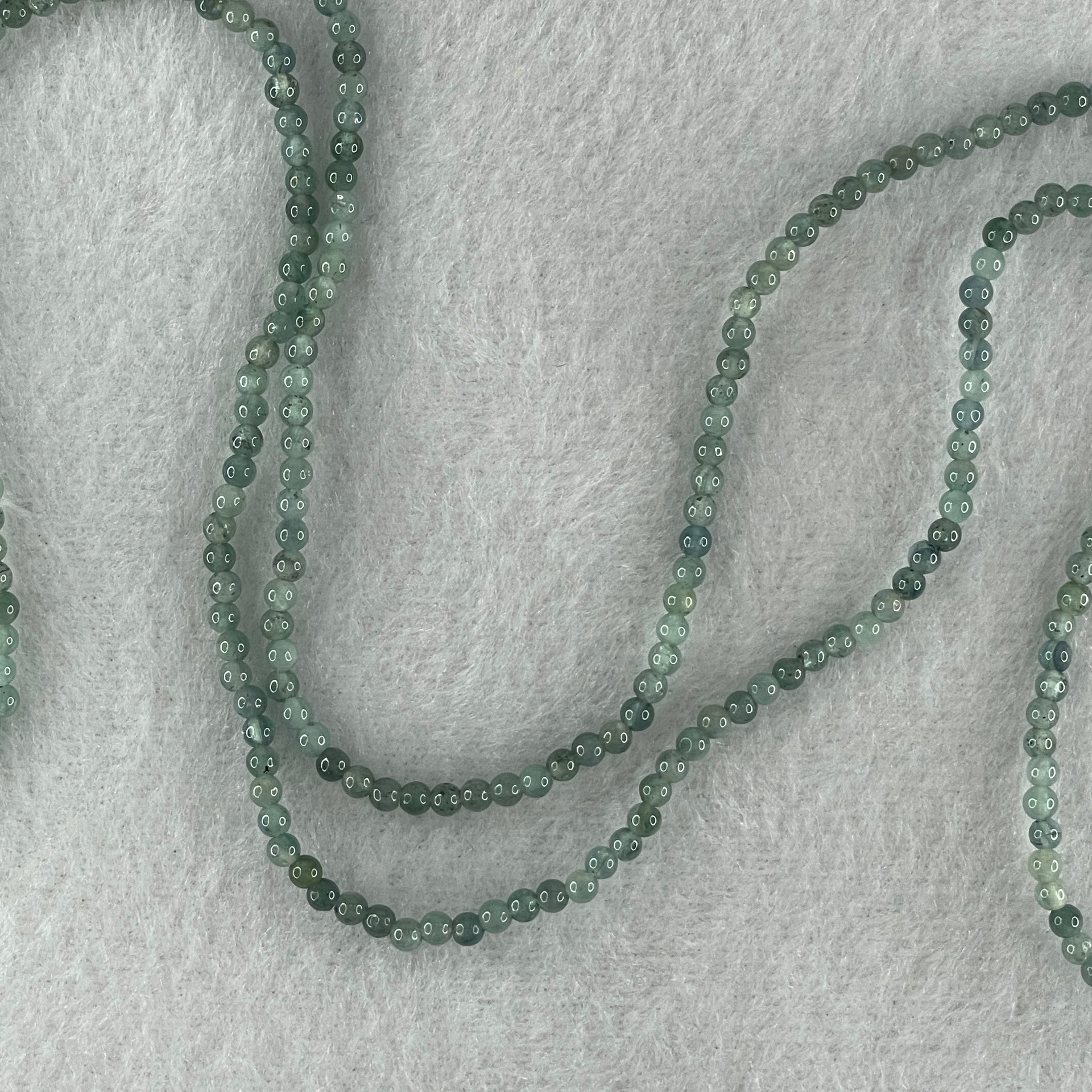 Natural Blue Tourmaline Crystal Beads Necklace 8.87g 72cm 2.9mm 302Beads - Huangs Jadeite and Jewelry Pte Ltd