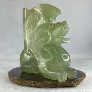 Natural Green Serpentine Pixiu Vase Display 989.6g 130.0 by 48.0 by 135.0mm - Huangs Jadeite and Jewelry Pte Ltd