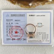 Natural Aquamarine with Crystals in S925 Sliver Rose Gold Color Ring (Adjustable Size) 2.90g 8.7 by 8.2 by 3.0mm - Huangs Jadeite and Jewelry Pte Ltd