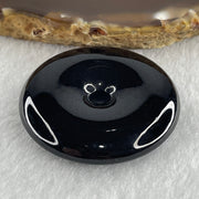 Type A Opaque Black Omphacite Jadeite Ping An Kou Donut Pendant 28.01g 40.4 by 8.2mm - Huangs Jadeite and Jewelry Pte Ltd