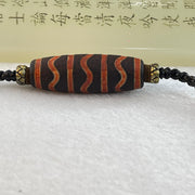 Natural Powerful Tibetan Old Oily Agate Triple Water Lines Dzi Bead Heavenly Master Necklace (Tian Zhu) 水纹天诛 21.36g 39.3 by 13.8mm - Huangs Jadeite and Jewelry Pte Ltd