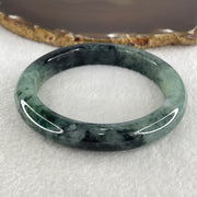 Certified Natural Type A Semi Icy Green with Dark Blueish Green Piao Hua Bangle 58.92g Internal Diameter 59.5mm 11.2 by 9.6mm (Internal Lines) - Huangs Jadeite and Jewelry Pte Ltd