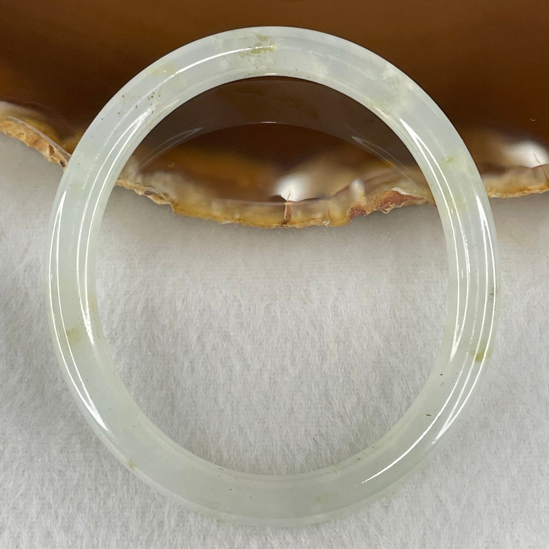 Type A Semi Icy Light Blueish Green Jadeite Oval Bangle 18.74g Internal Diameter 52.4mm 6.1 by 6.8mm (Close to Perfect) - Huangs Jadeite and Jewelry Pte Ltd