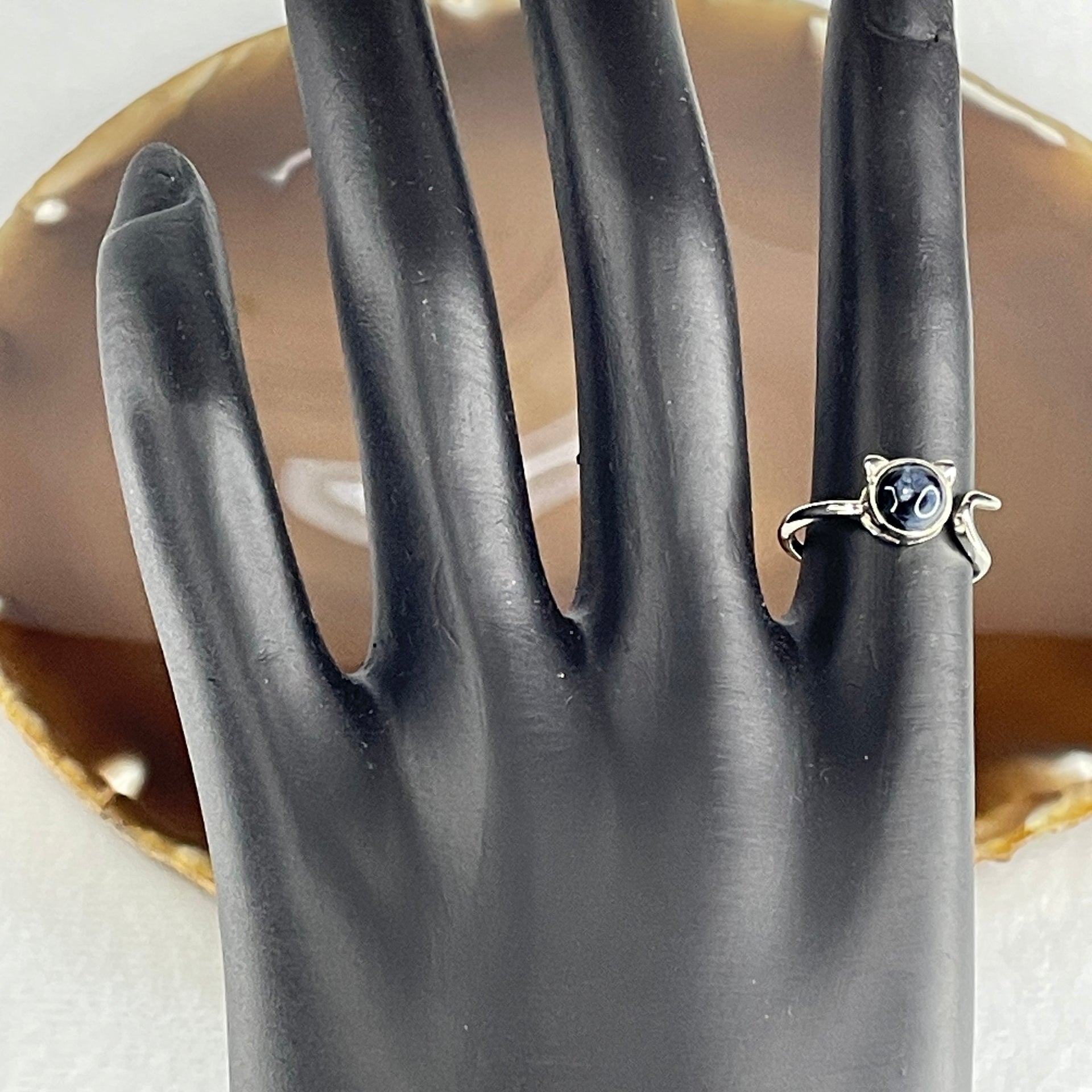 Very Good Grade Natural Blue Pietersite in S925 Sliver 1.59g 6.2 by 3.2mm US 4.5 HK 9.5 - Huangs Jadeite and Jewelry Pte Ltd