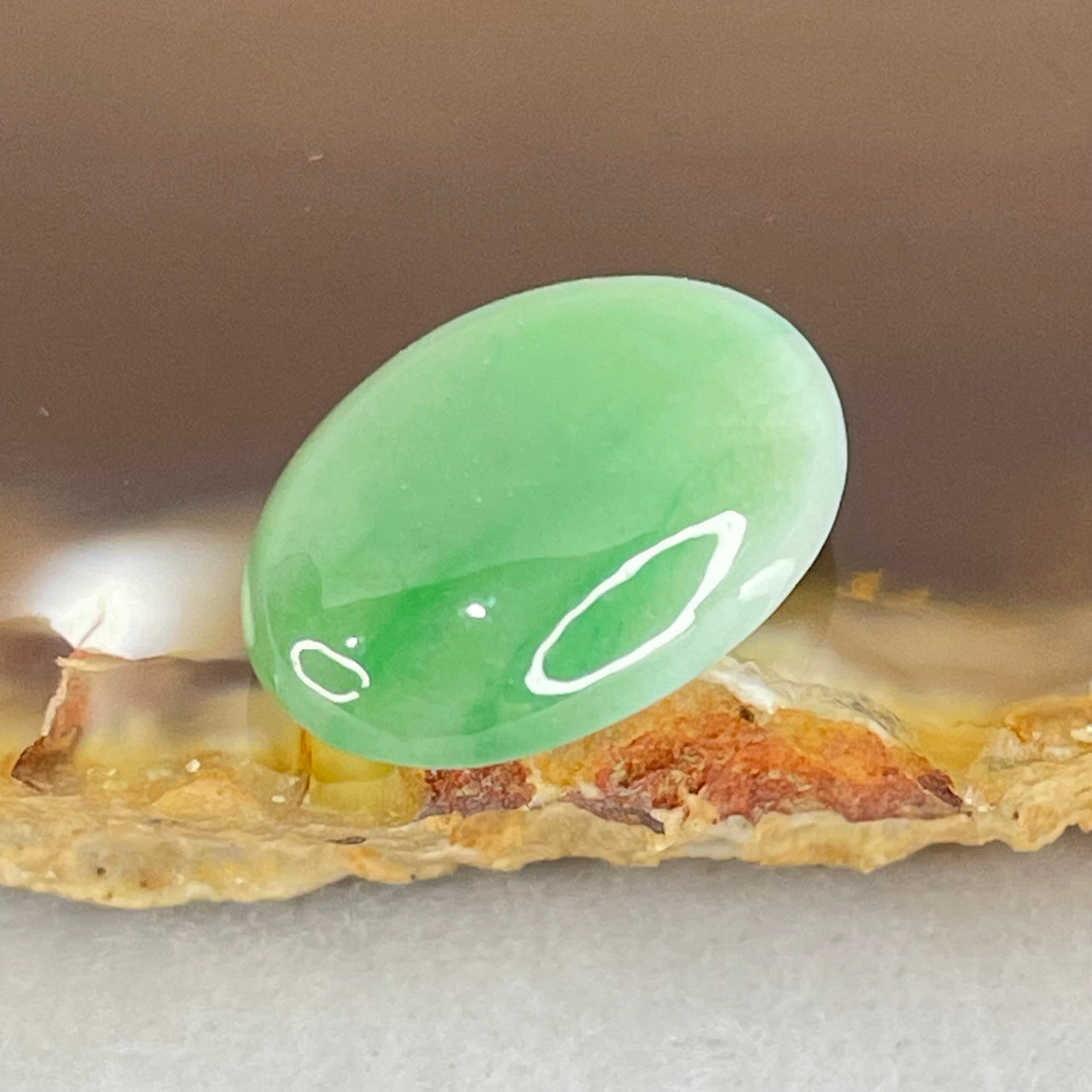 Type A Blueish Green to Faint Green Jadeite Oval Cabouchon Stone For Setting 2.01g 16.1 by 11.4 by 5.8mm - Huangs Jadeite and Jewelry Pte Ltd