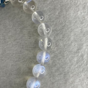 Good Grade Natural Blueish Transparent White Moonstone Beads with Aquamarine Charm Bracelet 16.14g 16cm 7.8mm 23 Beads - Huangs Jadeite and Jewelry Pte Ltd