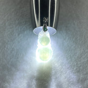 Natural Type A Semi Icy Lavender Jadeite Calabash Hulu Pendant in Stainless Steel Clasp 3.55g 27.2 by 13.8 by 6.4mm - Huangs Jadeite and Jewelry Pte Ltd