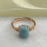 Natural Larimar in S925 Silver Rose Gold Color Ring (Adjustable Size) 2.39g 10.1 by 8.2 by 5.5mm - Huangs Jadeite and Jewelry Pte Ltd