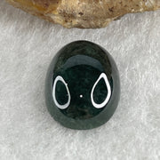 Type A Translucent Black Omphacite Jadeite Round Cabouchon Stone For Setting 1.33g 13.6 by 10.0 by 4.8mm - Huangs Jadeite and Jewelry Pte Ltd