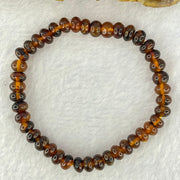 Natural Dark Brownish Yellow Medicine Amber Beads Bracelet 天然抚顺药珀手链 4.21g 14.5cm 6.7 by 42 Beads - Huangs Jadeite and Jewelry Pte Ltd
