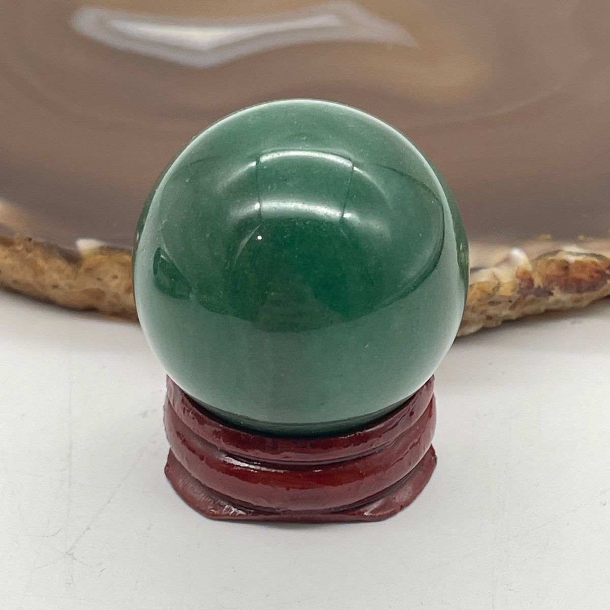 Natural Green Aventurine Mini Ball with Wooden Stand Display | (62.24g | 34.8mm | 41.0mm | Master Catalyst, "Stone of Opportunity" & Steady Wealth Magnet, 360° Energy Harmonizer & Feng Shui Prosperity Catalyst)