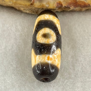 Natural Powerful Tibetan Old Oily Agate 3 Eyes Dzi Bead Heavenly Master (Tian Zhu) 三眼天诛 4.57g 28.2 by 10.4mm - Huangs Jadeite and Jewelry Pte Ltd