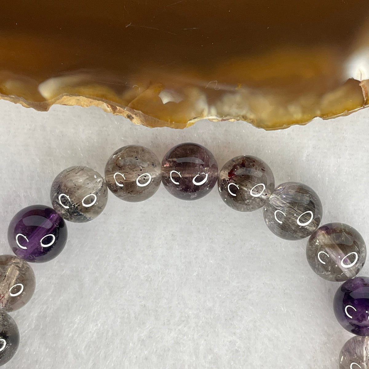Certified Good Grade Natural Black Super 7 Crystal Beads Bracelet | 15.5cm Strand of 23 Beads 8.3mm (17.60g | Root Grounding, Manifestation & Aura Shield)