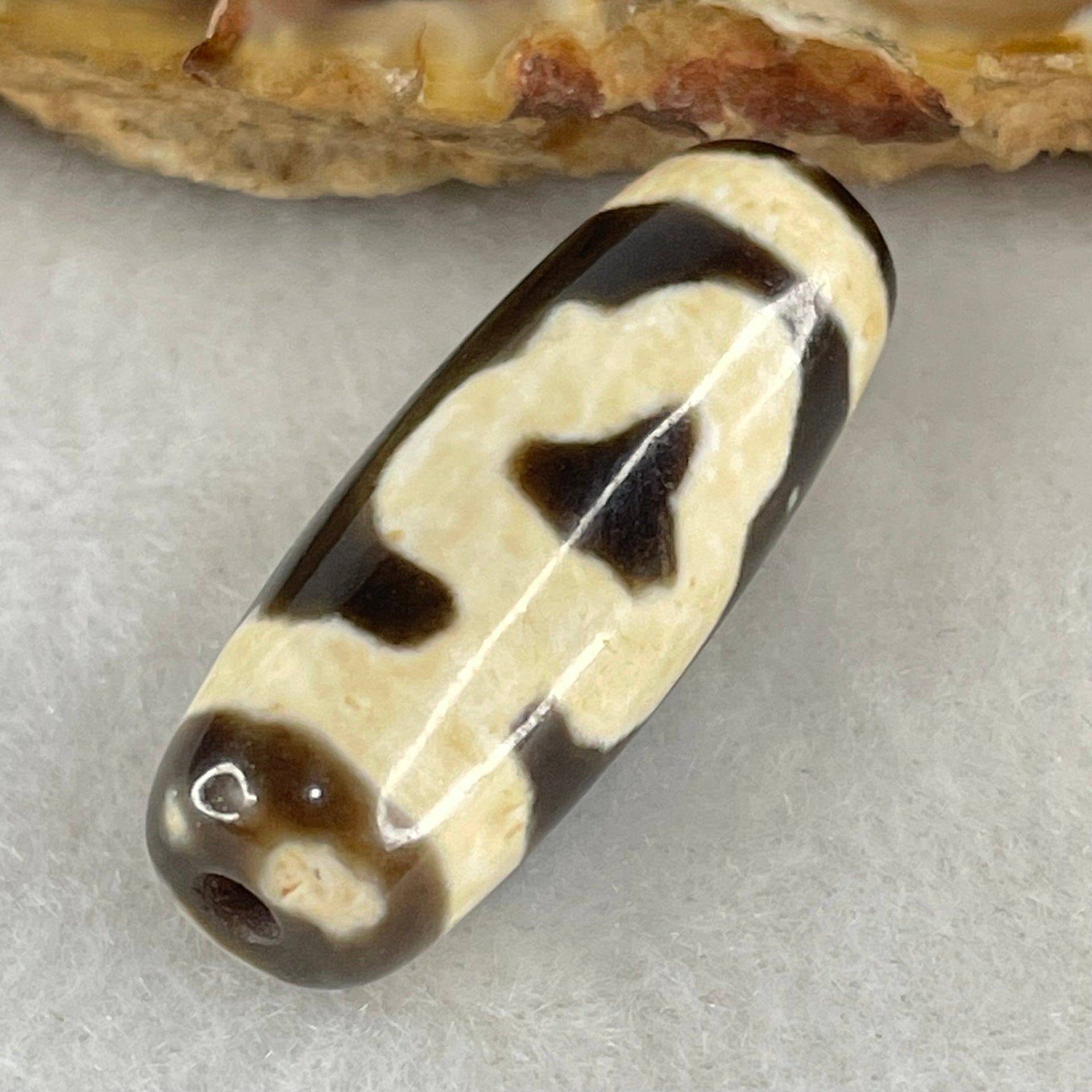 Natural Powerful Tibetan Old Oily Double Bodhi Tree Dzi Bead Heavenly Master (Tian Zhu) 菩提树天珠 5.06g 28.6 by 10.8mm - Huangs Jadeite and Jewelry Pte Ltd