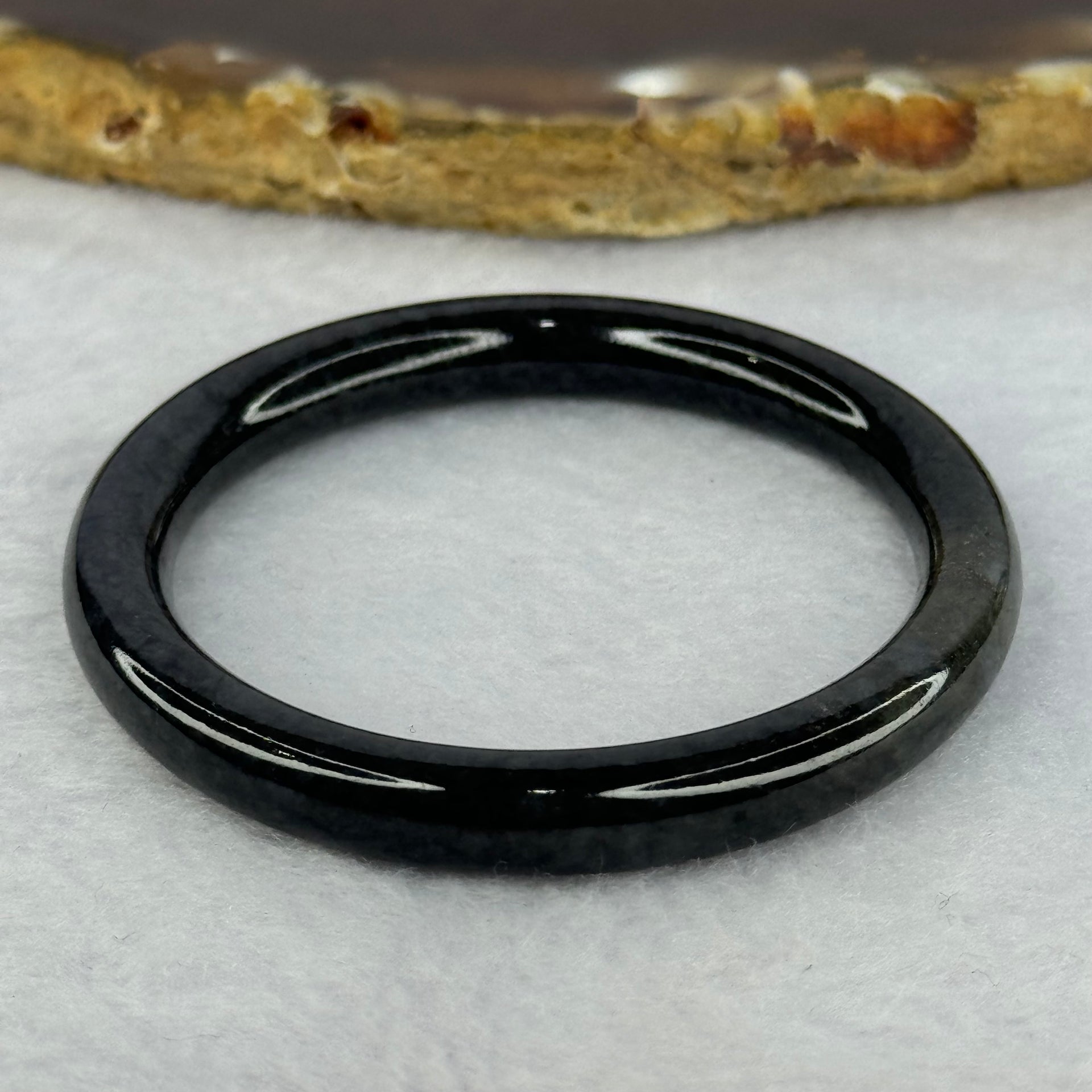 Type A Black Grey Wuji Jadeite Baby Bangle 14.30g Internal Diameter 40.7mm 6.3 by 6.4mm - Huangs Jadeite and Jewelry Pte Ltd