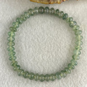 Type A Semi Icy Blueish Green with Green Piao Hua Jadeite Ping An Kou Donut Beads Bracelet 11.40g 14.5cm 6.1mm 42 Beads - Huangs Jadeite and Jewelry Pte Ltd