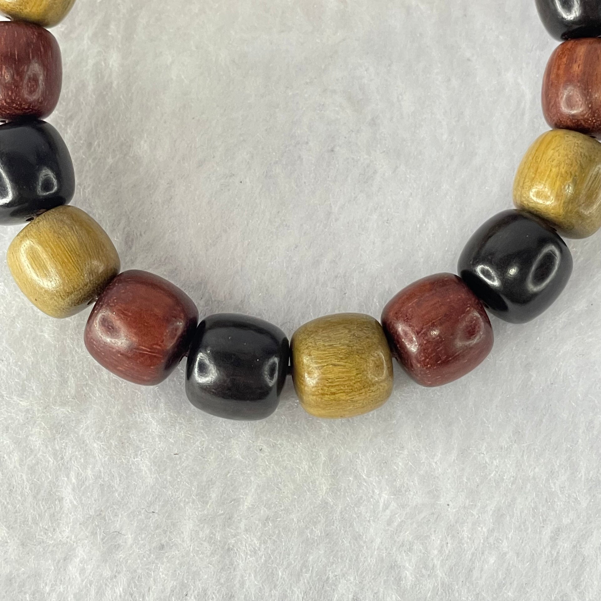 Natural Mixed Color Rose Wood Beads Bracelet 多宝珠小叶紫檀黑檀金丝楠手链 23.39g 18cm 12.2mm 16 Beads - Huangs Jadeite and Jewelry Pte Ltd