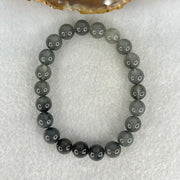 Good Grade Natural  Grey Rabbit Hair Rutilated Quartz Beads Bracelet 23.51g 16.5cm 9.4mm 22 Beads - Huangs Jadeite and Jewelry Pte Ltd
