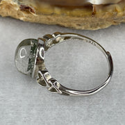 Good Grade Natural Green Phantom Quartz Ring in S925 Sliver 2.32g 10.5 by 8.2 by 5.5mm (Adjustable Size) - Huangs Jadeite and Jewelry Pte Ltd