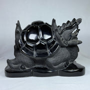 Natural Black Onyx Long Gui Dragon Tortoise Display 15.497,0g 190.0 by 315.0 by 225.0mm - Huangs Jadeite and Jewelry Pte Ltd