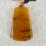 Natural Cognac Flora Amber Pendant 15.12g 52.3 by 34.2 by 12.2mm - Huangs Jadeite and Jewelry Pte Ltd