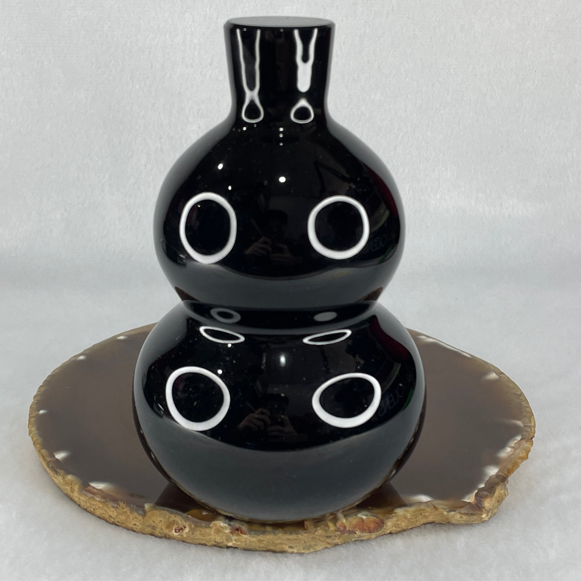 Natural Black Obsidian Hulu Display 842.38g 124.3 by 18.8mm - Huangs Jadeite and Jewelry Pte Ltd