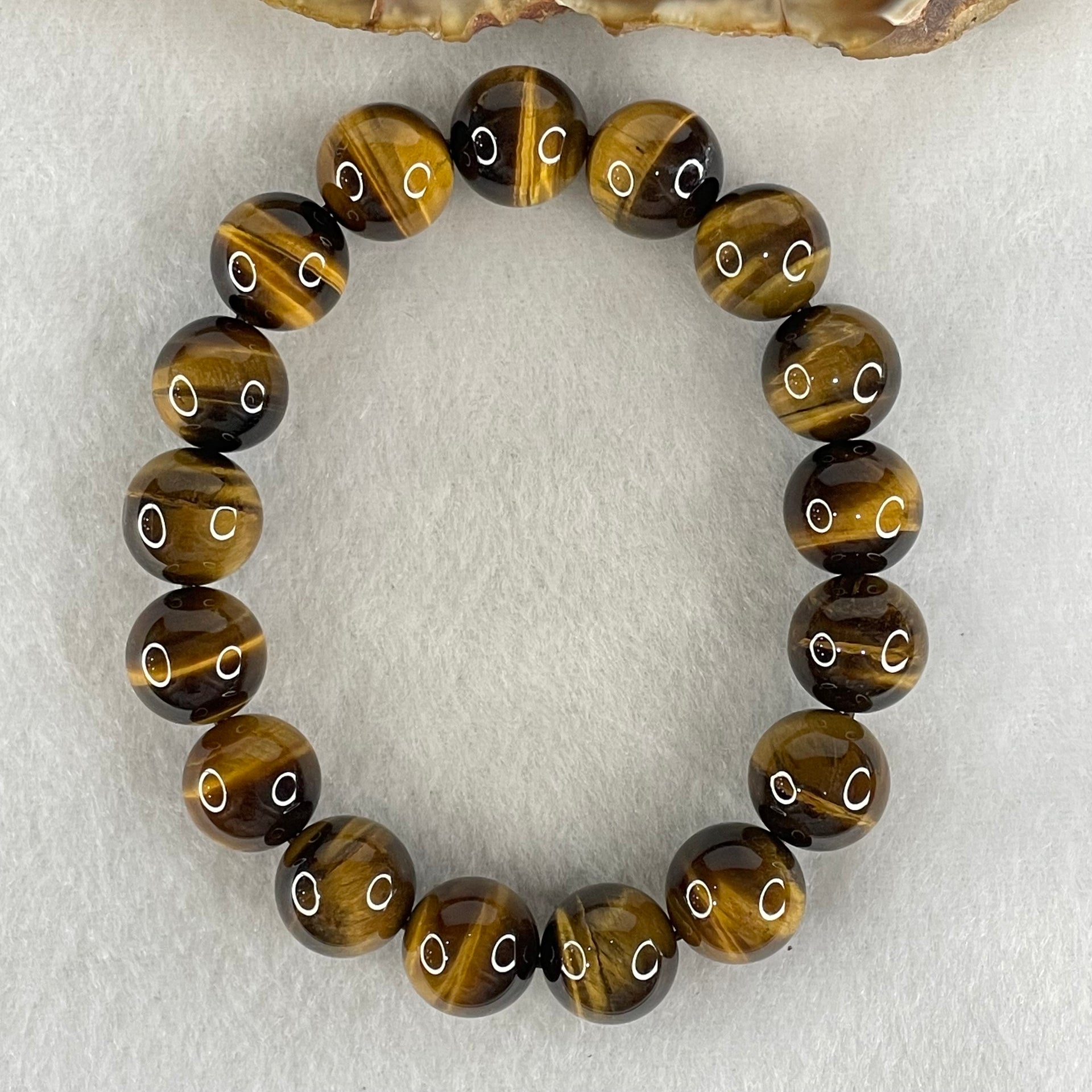 Natural Yellow Tiger's Eye Quartz Beads Bracelet 44.22g 17cm 12.5mm 17 Beads - Huangs Jadeite and Jewelry Pte Ltd