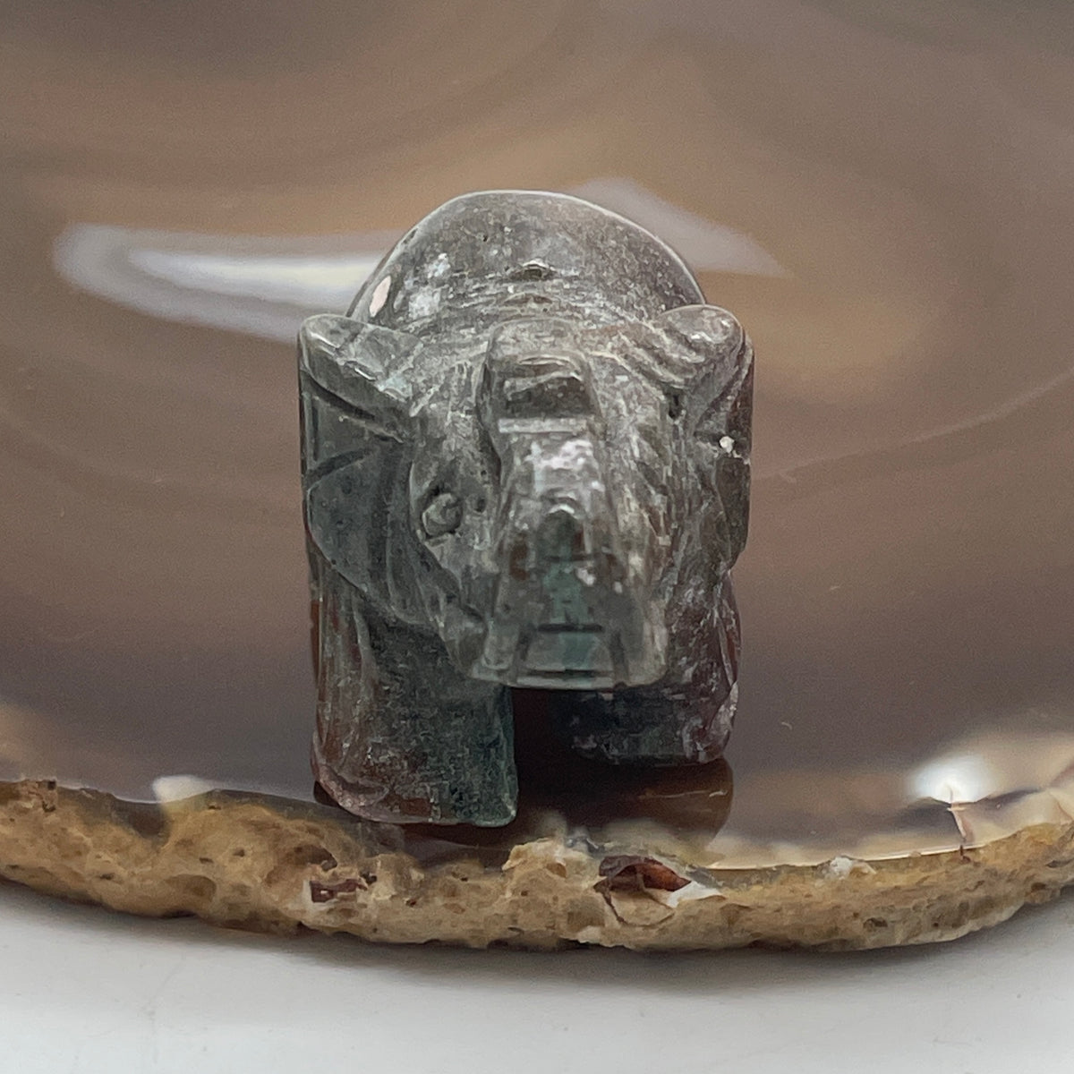 Natural Green with Red Jasper Elephant Mini Display Specimen | (32.25g | 40.6 x 24.1 x 30.0mm Dimensions | Root & Heart Chakra Synergy, "Ji Xiang" Wealth Anchor, Grounded Vitality & Mindful Feng Shui Catalyst)