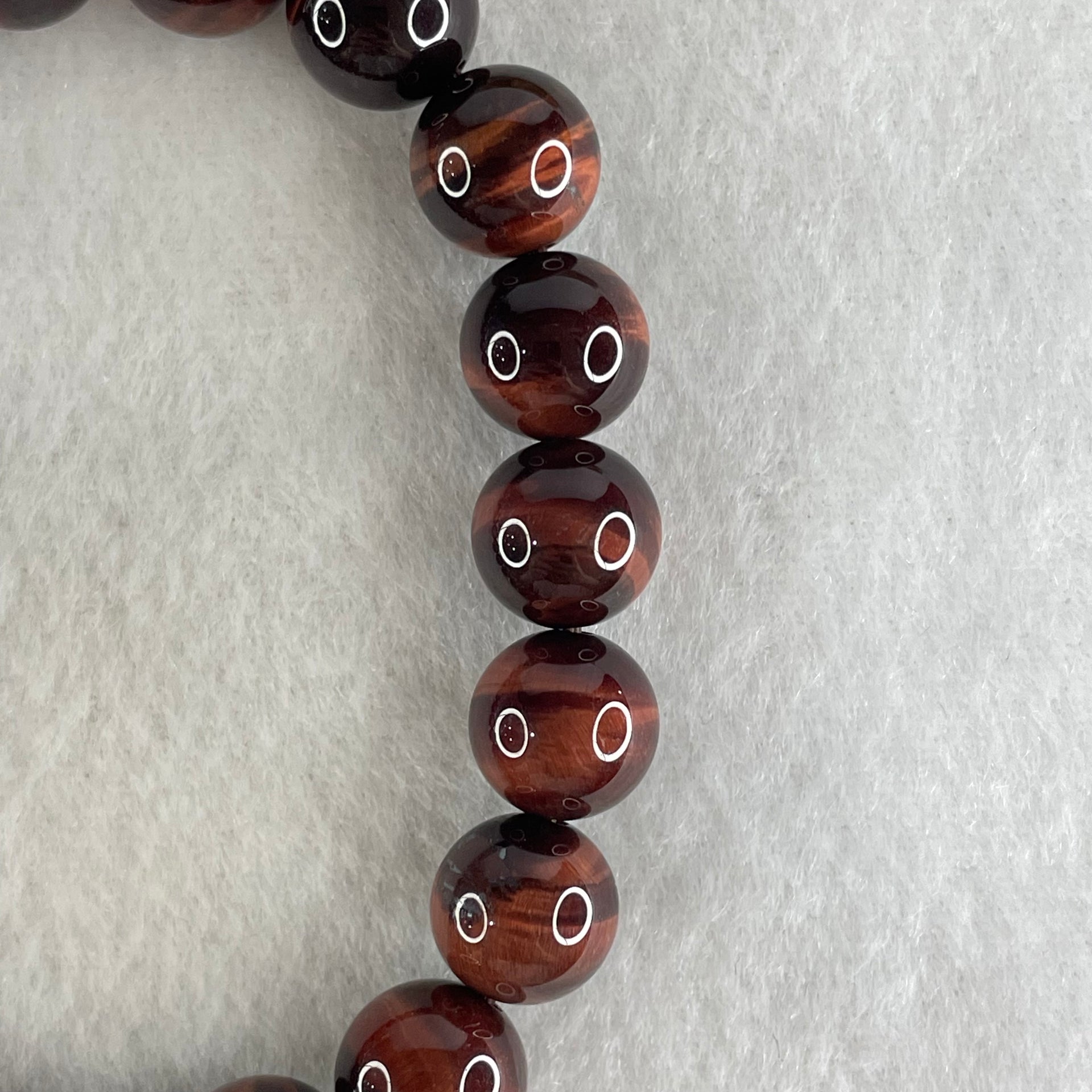 Natural Red Tiger's Eye Quartz Beads Bracelet 29.00g 16cm 10.4mm 19 Beads - Huangs Jadeite and Jewelry Pte Ltd