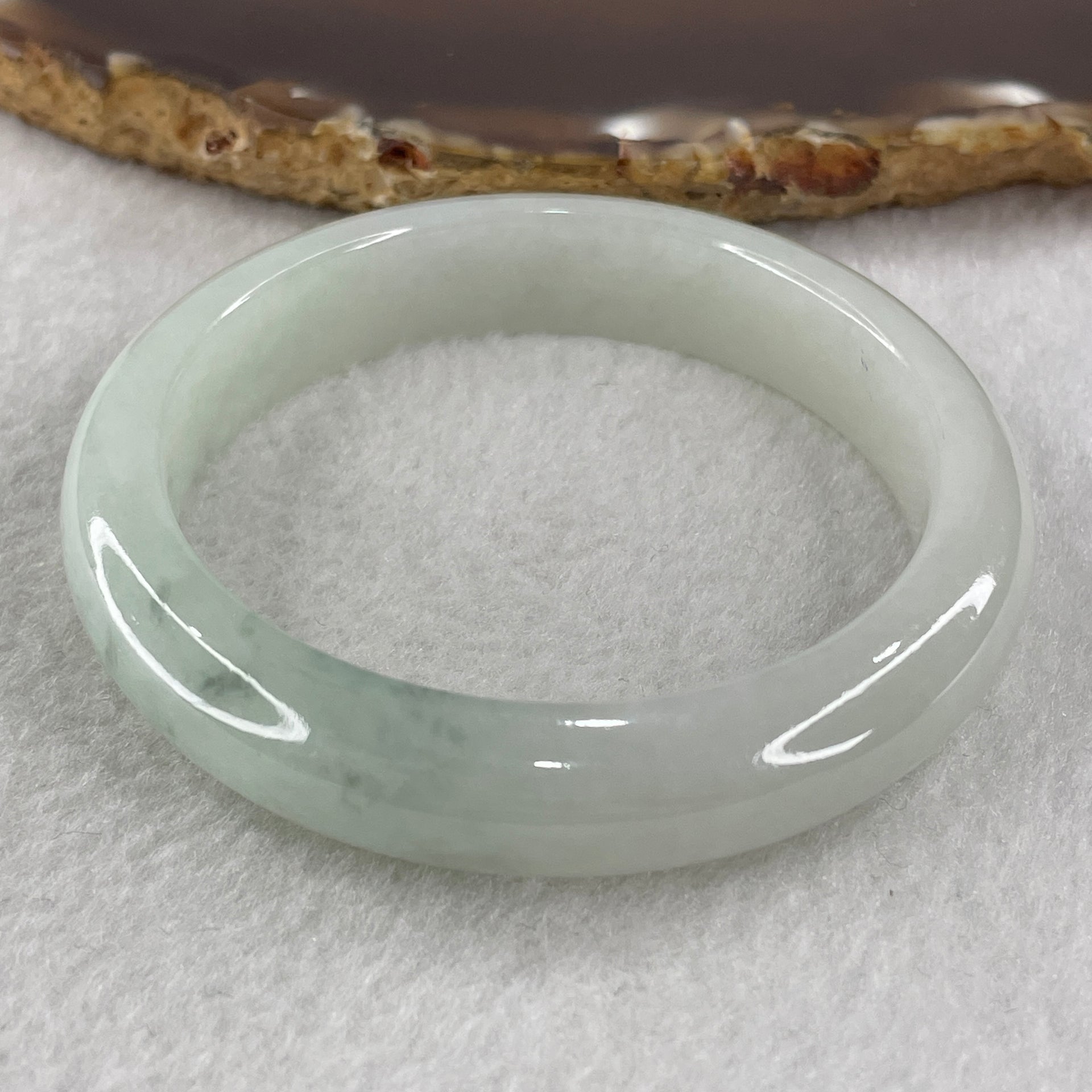 Certified Type A Light Green with Green Piao Hua Jadeite Bangle Internal Diameter 50.6mm 40.98g 11.2 by 7.6mm (Close to Perfect ) - Huangs Jadeite and Jewelry Pte Ltd