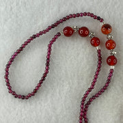Natural Red Garnet Beads Necklace 11.43g 48cm 6.5mm 8Beads - 2.6mm 92Beads - Huangs Jadeite and Jewelry Pte Ltd