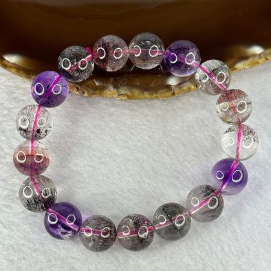 Good Grade Natural Super 7 Crystal Beads Bracelet 天然超级七水晶珠手链 48.66g 19cm 13.0mm 17 Beads - Huangs Jadeite and Jewelry Pte Ltd