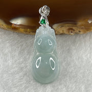 Natural Type A Semi Icy Lavender Jadeite Calabash Hulu Pendant in Stainless Steel Clasp 3.55g 27.2 by 13.8 by 6.4mm - Huangs Jadeite and Jewelry Pte Ltd