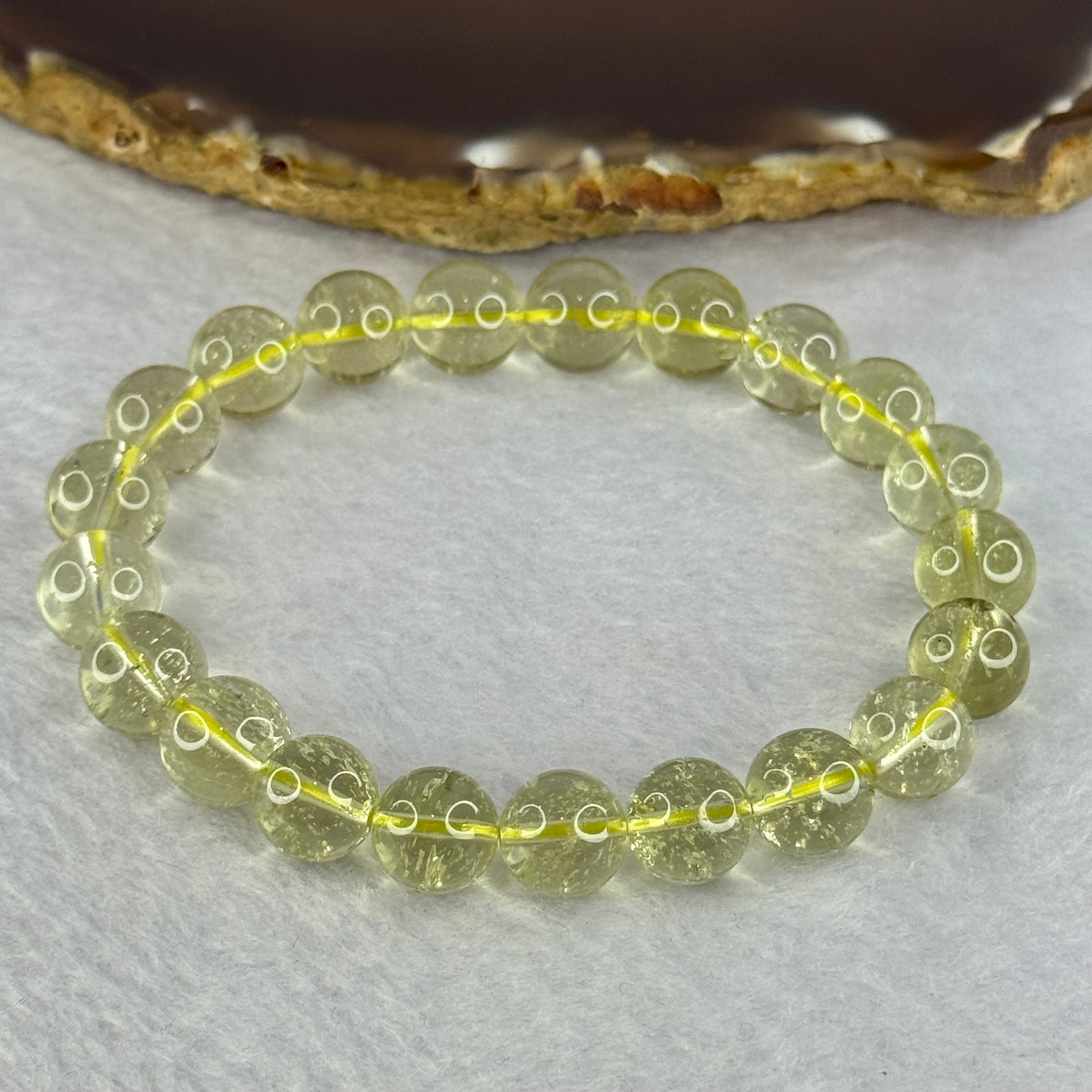 Natural Libyan Moldavite Meteorite Crystal Beads Bracelet 天然利比亚陨石手链 21.73g 17.5cm 9.9mm 21 Beads - Huangs Jadeite and Jewelry Pte Ltd