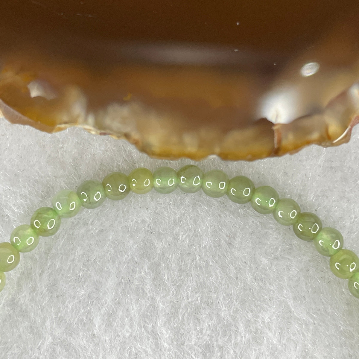 Natural Type A Semi Icy Light Green Jadeite Beads Bracelet | 15cm with 55 Beads 3.5mm (3.61g | Heart Chakra Harmony & Delicate Serenity Shield)