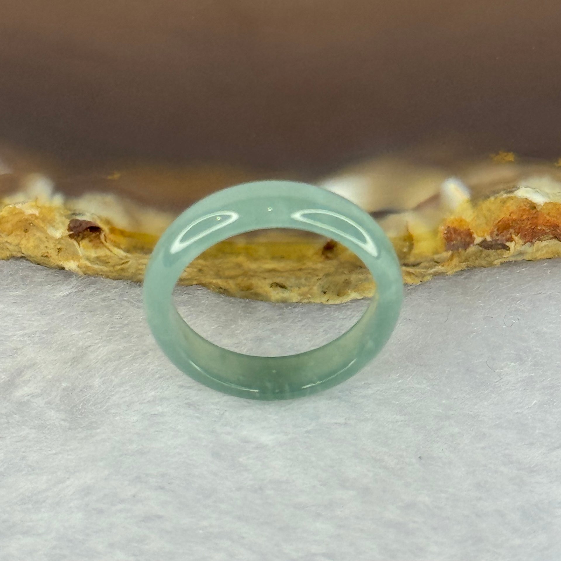 Type A ICY Blueish Green Jadeite Ring 1.24g 4.2 by 2.1mm US4.5 HK9.5mm - Huangs Jadeite and Jewelry Pte Ltd