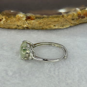 Type A Icy Light Green Jadeite with Crystals in S925 Sliver Ring (Adjustable Size) 2.00g 10.5 by 7.6 by 3.0mm - Huangs Jadeite and Jewelry Pte Ltd