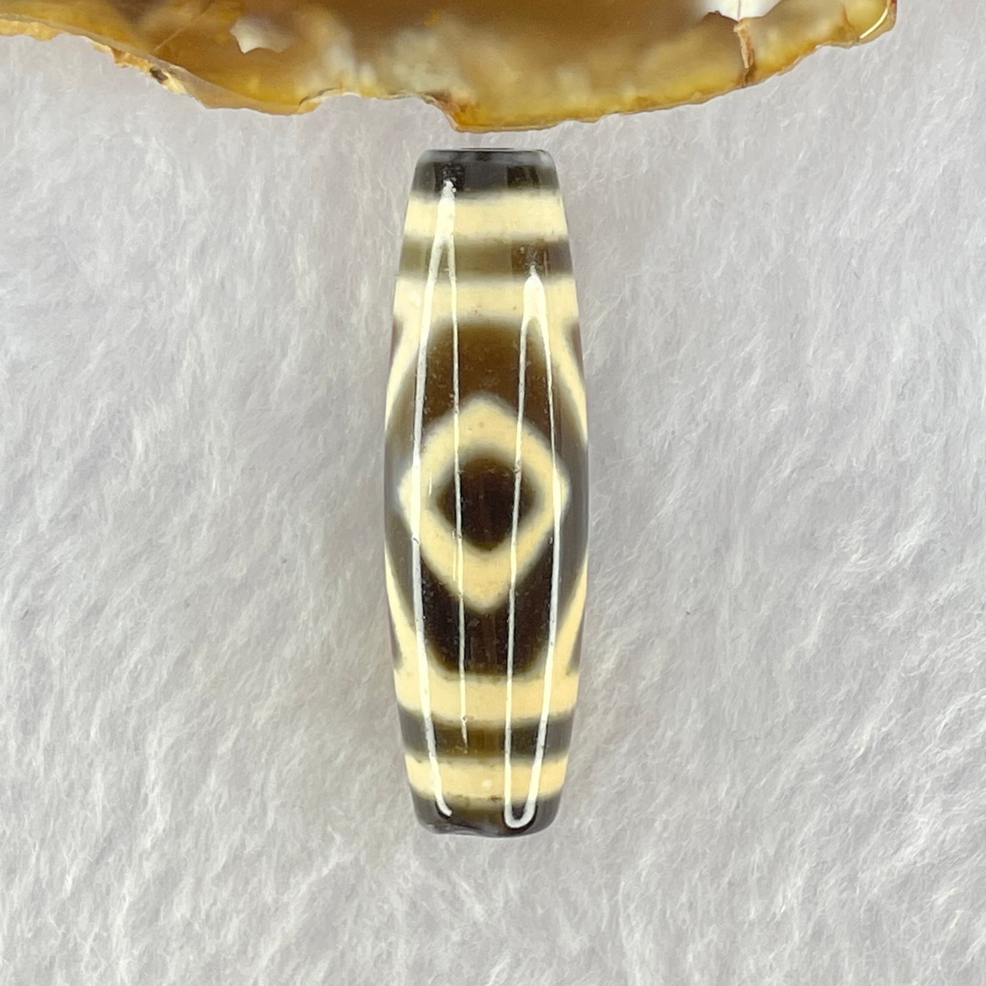 Natural Powerful Tibetan Old Oily Agate 2-Eye Vajra Dzi Bead Heavenly Master (Tian Zhu) 二眼天珠 7.81g 38.4 by 11.5mm - Huangs Jadeite and Jewelry Pte Ltd