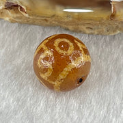 Natural Powerful Tibetan Old Oily Agate 3 Eyed Dharma Vajra Dzi Bead Heavenly Master (Tian Zhu) 三眼金刚杵天珠 1.46g 10.1 by 10.4mm - Huangs Jadeite and Jewelry Pte Ltd