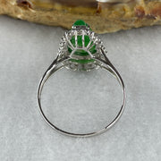 Type A Green Burmese jadeite Hulu ring in 18k white gold & natural diamonds 2.09g Ring Size: US 7 - Huangs Jadeite and Jewelry Pte Ltd