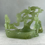 Natural Green Serpentine Double Horses with Twin Birds on Tree and Pond Display 1,254.1g L243.0 by B135.0 by H146.0mm - Huangs Jadeite and Jewelry Pte Ltd