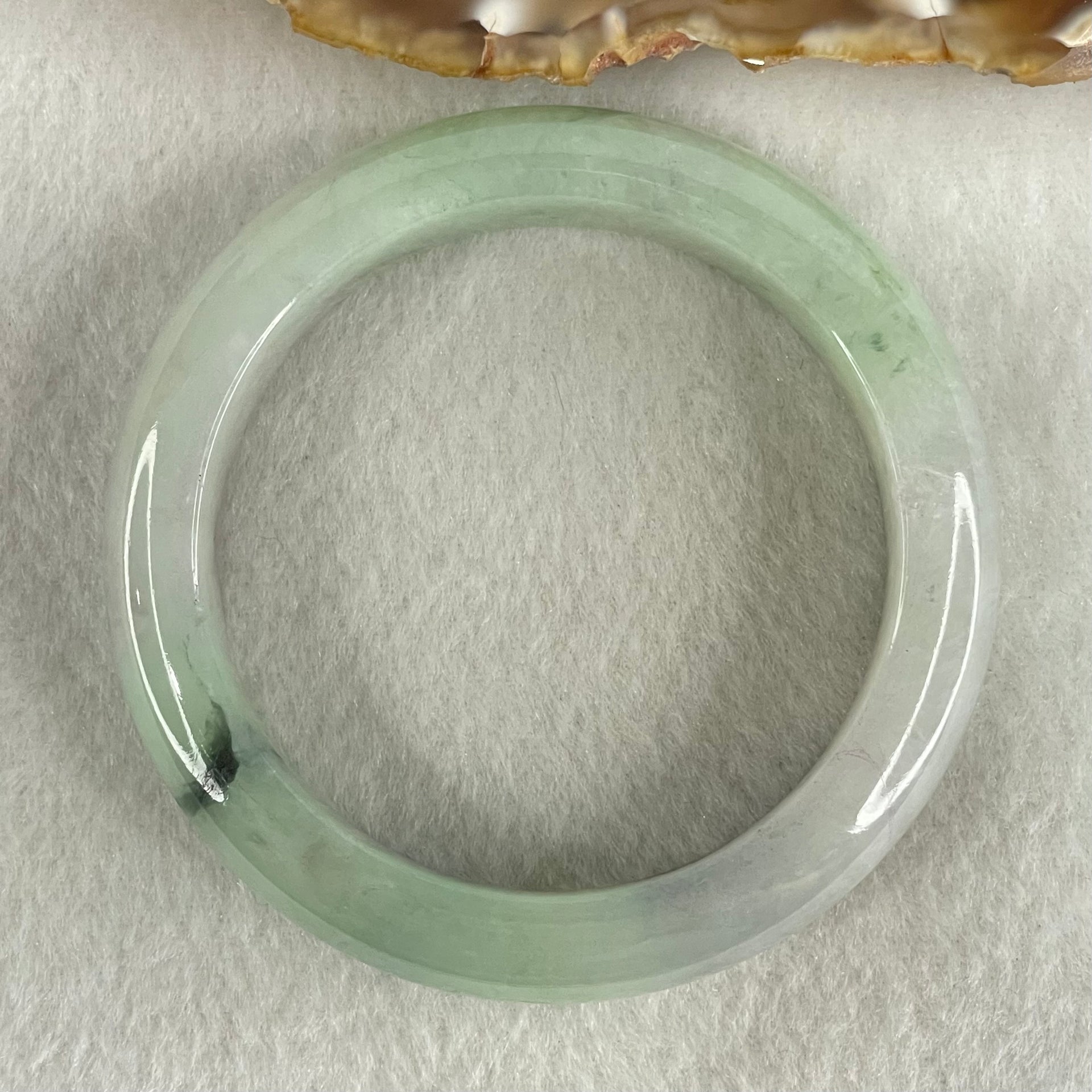 Type A Green Lavender with Dark Green Piao Hua Jadeite Bangle 58.88g Internal Diameter 52.7mm 12.9 by 8.7mm (Internal Lines with External Rough, Burnt) - Huangs Jadeite and Jewelry Pte Ltd