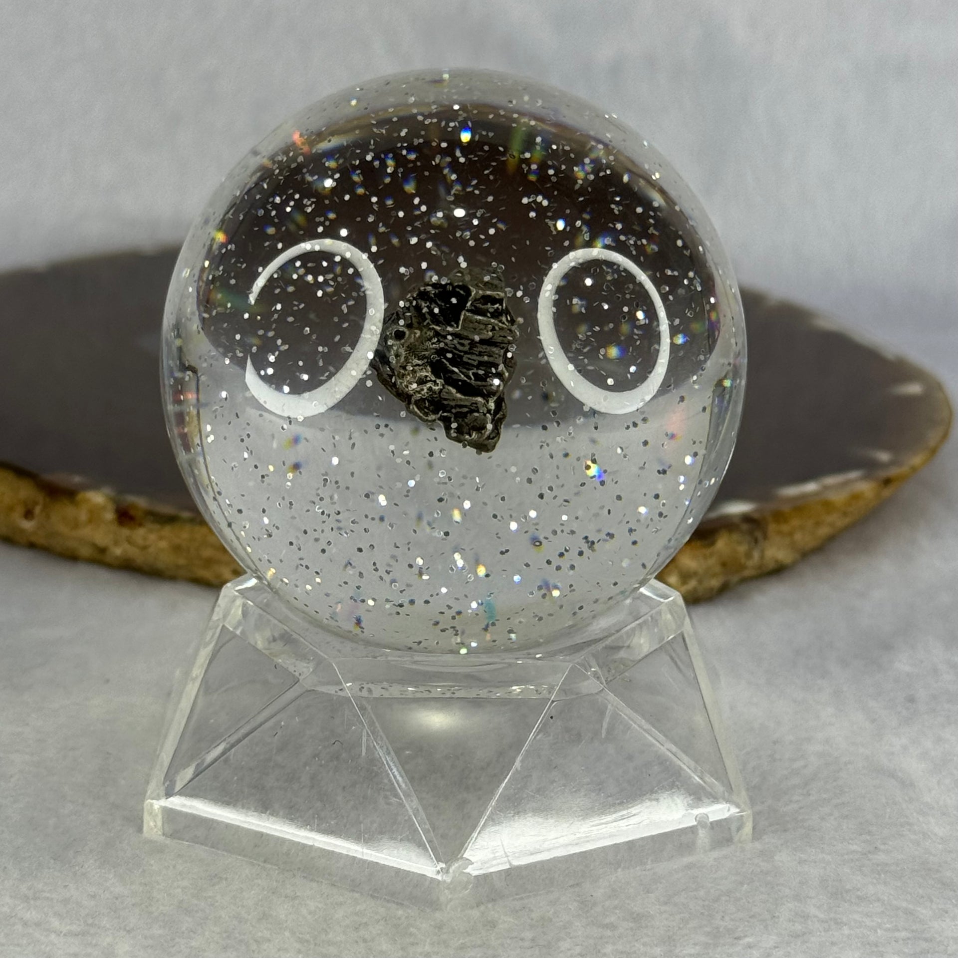 Natural Meteorite Ball Display Approximately Dimensions 155.52g 60.0mm by 76mm (This item has multiple quantity and every piece is unique, and each meteorite may look slightly different) - Huangs Jadeite and Jewelry Pte Ltd