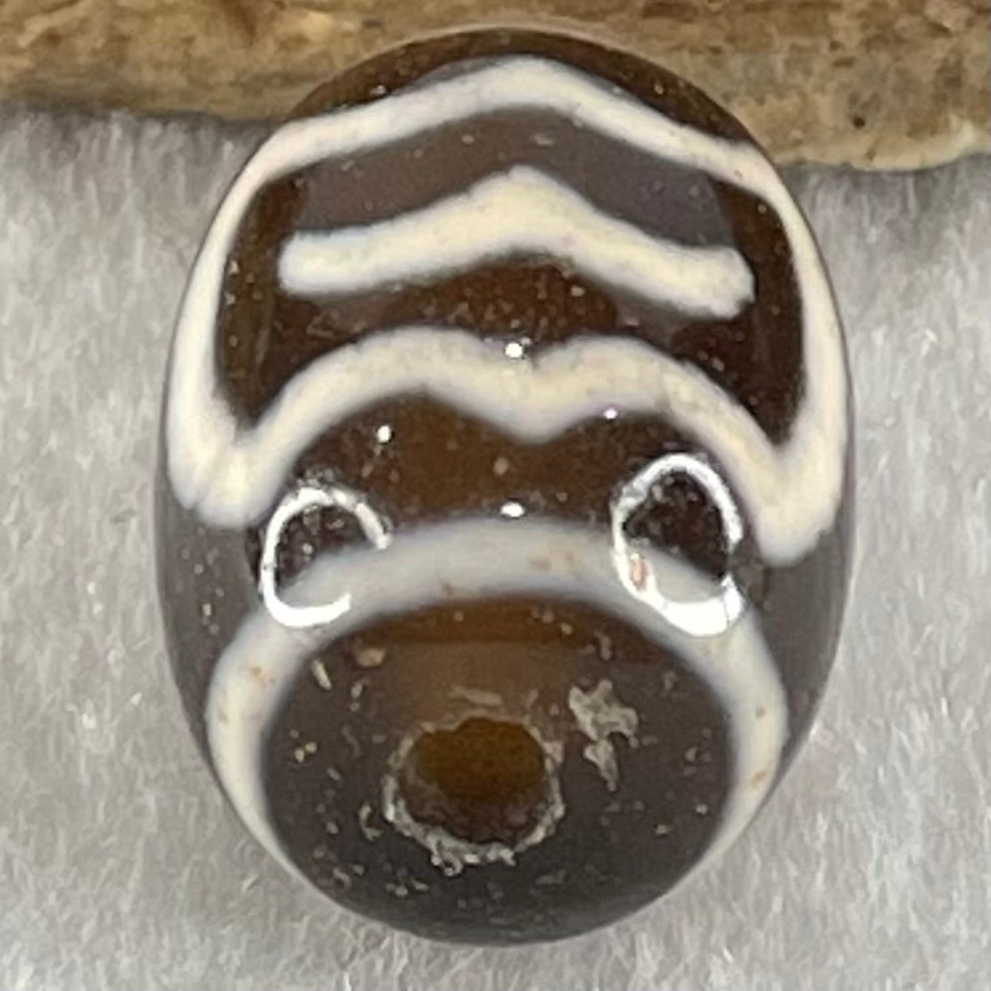 Natural Powerful Tibetan Old Oily Agate Double Garuda Dzi Bead Heavenly Master (Tian Zhu) 3.96g 16.9 by 12.2mm - Huangs Jadeite and Jewelry Pte Ltd