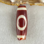 Natural Powerful Tibetan Old Oily Red White Agate One Eye Wood Element Dzi Bead Heavenly Master (Tian Zhu) 一眼木元素天珠 9.56g 37.7 by 12.9mm - Huangs Jadeite and Jewelry Pte Ltd