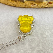 Natural Yellow Amber Buddha Pendent in S925 Sliver Necklace 4.43g 23.0 by 14.1 by 4.0mm - Huangs Jadeite and Jewelry Pte Ltd
