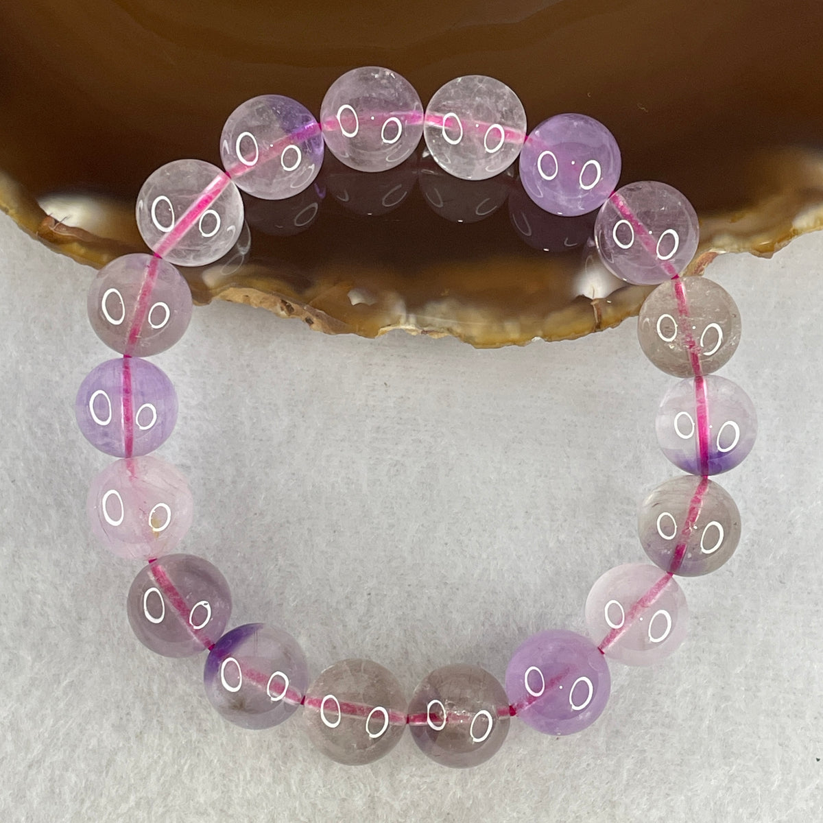Certified Entry-Grade Natural Super 7 Crystal Beads Bracelet | Statement-Tier Bold Strand Silhouette | Authentic Sacred Seven Multi-Mineral Inclusions Quartz Spiritual Catalyst & Auric Shield Bracelet (34.83g | 16cm Length | 11.2mm | 18 Beads)