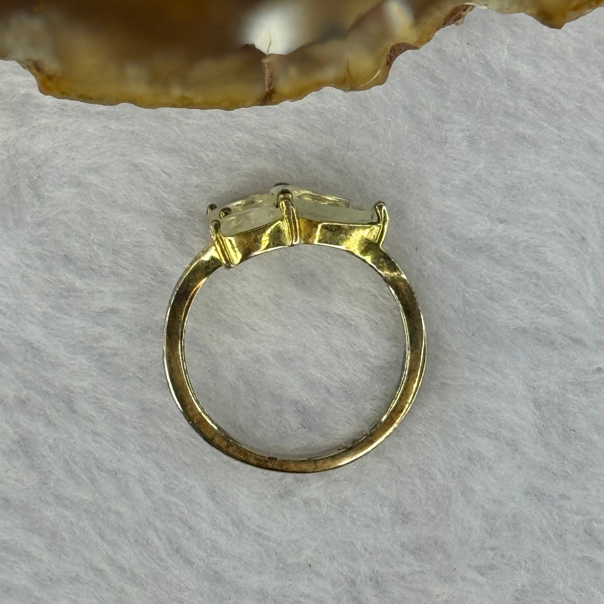 Natural Moonstone In S925 Sliver Ring in Gold Color 2.34g 8.5 by 4.8 by 3.1mm US6 HK13 - Huangs Jadeite and Jewelry Pte Ltd