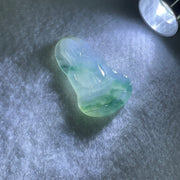 Type A Icy Light Green with Blueish Green Piao Hua Jadeite Guan Yin Pendant for Setting 6.27g 34.8 by 23.3 by 4.1mm - Huangs Jadeite and Jewelry Pte Ltd