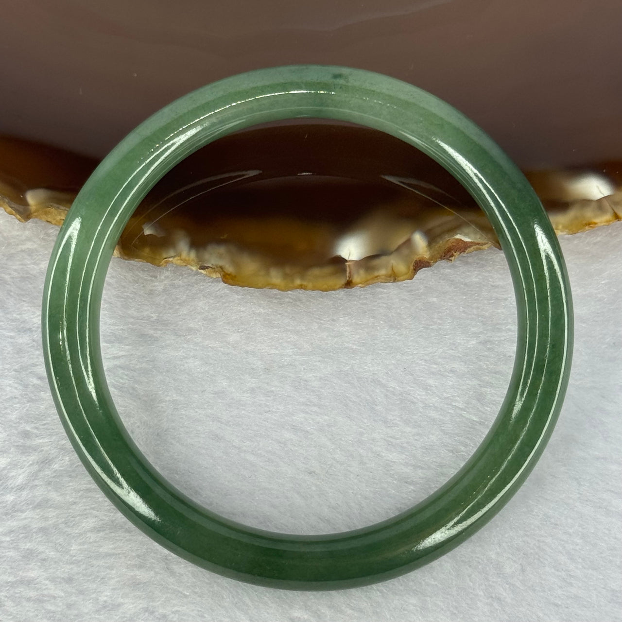 Type A Dark Green Jadeite Bangle 26.69g Internal Diameter 53.5mm 7.6 by 7.4mm (Very Fine Internal Line) - Huangs Jadeite and Jewelry Pte Ltd